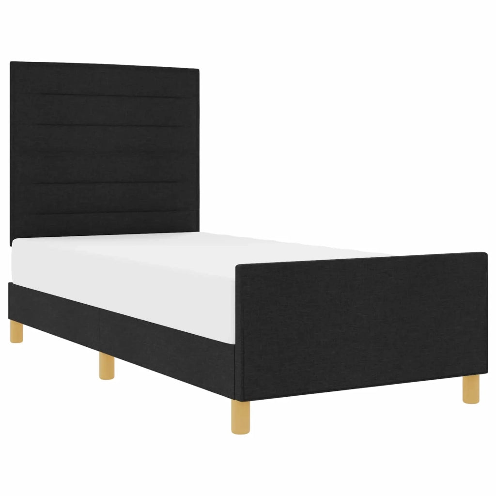 Struttura del letto con testiera-Giroletto Nero 90 x 200 cm Tessuto 393597