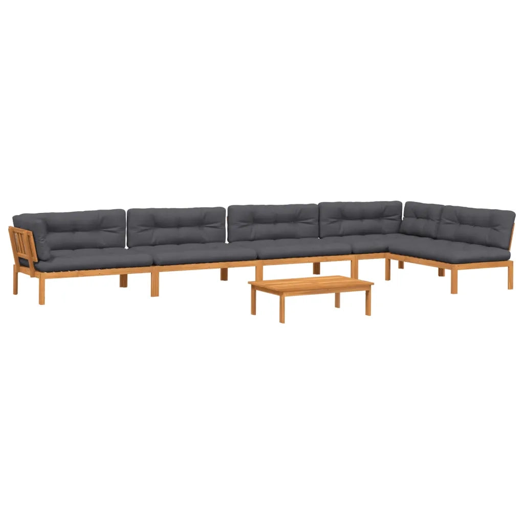 Set Divano Pallet da Giardino 6 pz con Cuscini Massello Acacia