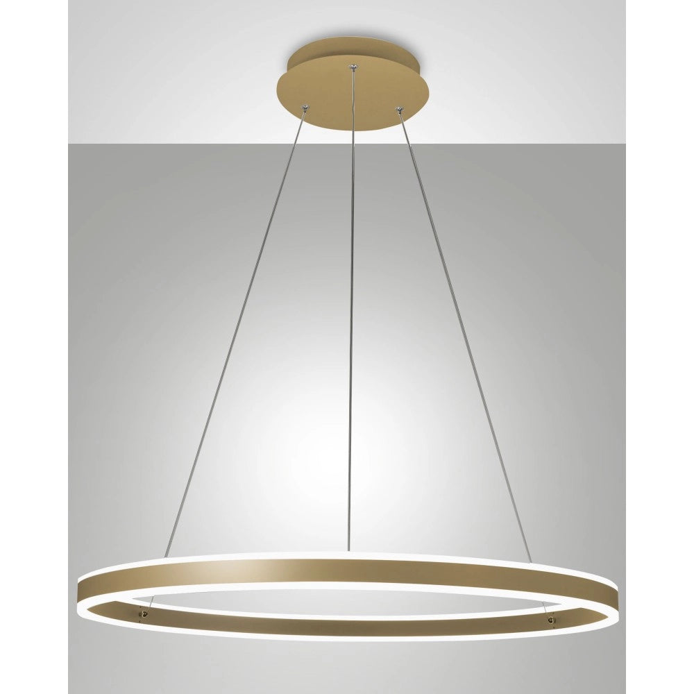 Lampada a Sospensione LED Palau 64W 3000K Dimmerabile Ø80 cm Oro opaco - Lampadario in Metallo e Metacrilato