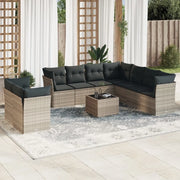 Set Divano Giardino 10 pz con Cuscini Grigio Chiaro Polyrattan 3249691