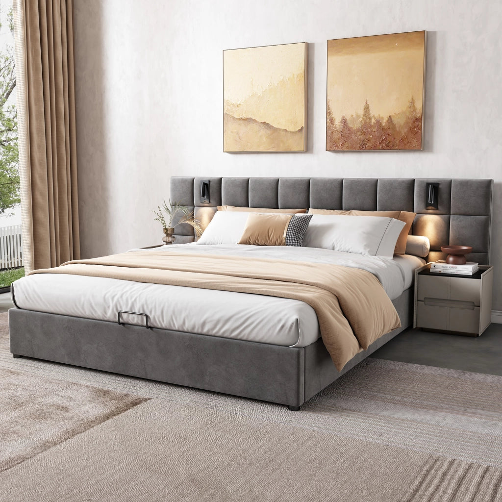 letto imbottito acciaio grigio 160 x 200 cm