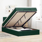 Pouf Letto con Materasso e LED Verde Scuro 120x190cm in Velluto