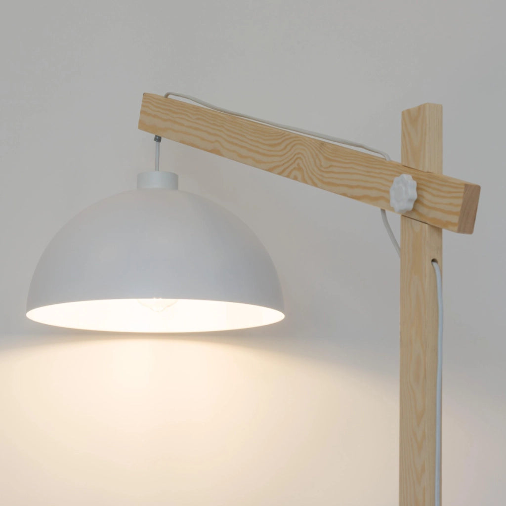 Lampada da terra OSLO bianca legno E27 15W TK-Lighting 5592