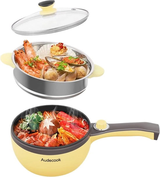 Mini Piastra Elettrica con Funzione di Vapore - Pentola Multifunzione Hottub da 20 cm per Cottura e Stufato