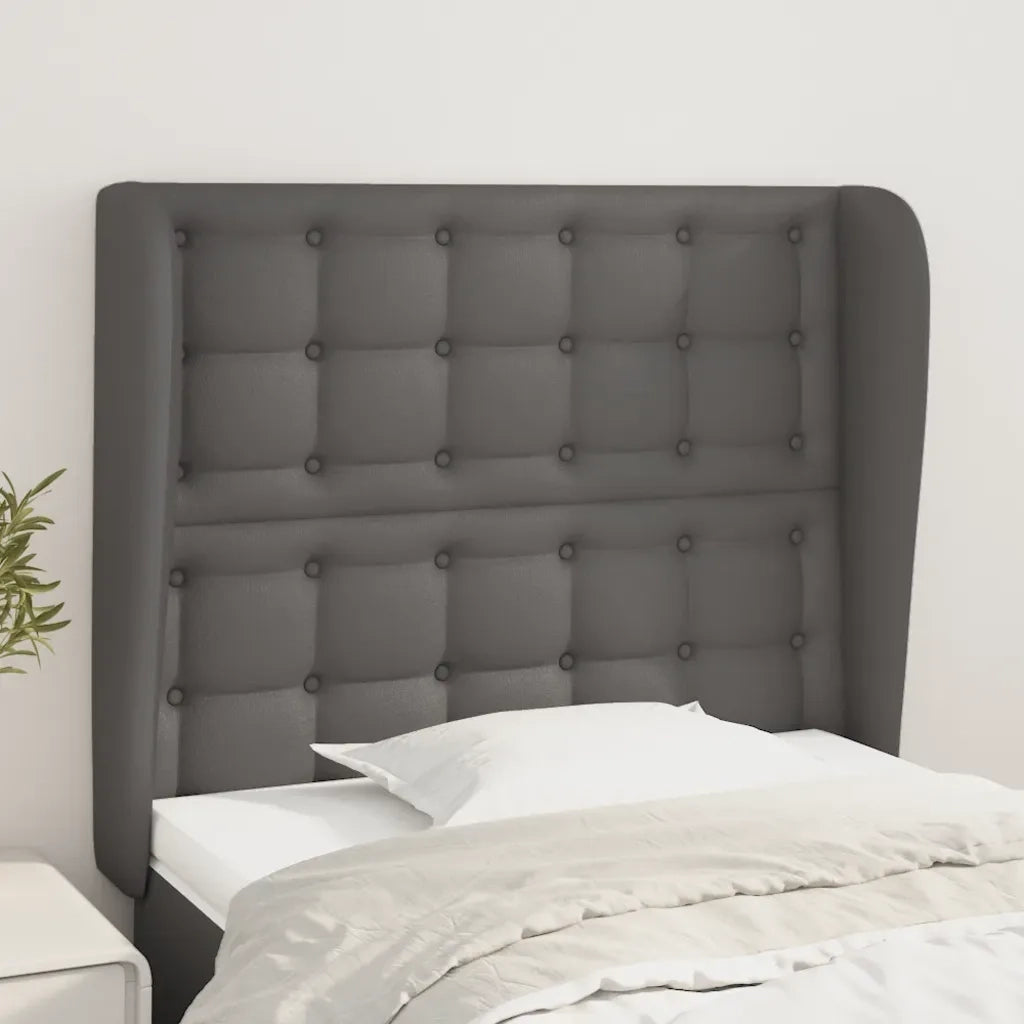 Testiera | Testata ad Orecchio Grigio Scuro 93x23x118/128cm in Similpelle