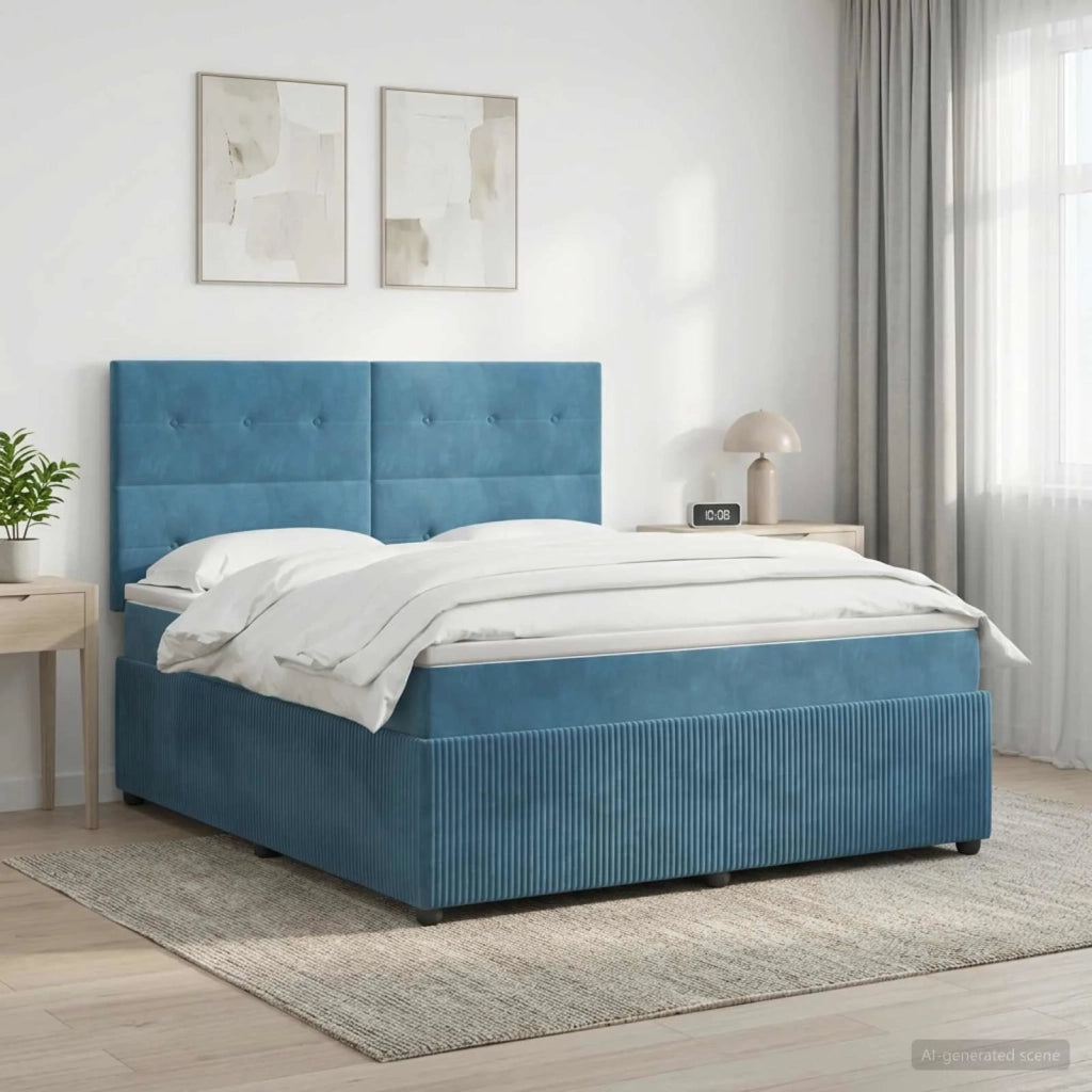 Letto box spring con materasso Blu 140 x 200 cm Velluto 3454623