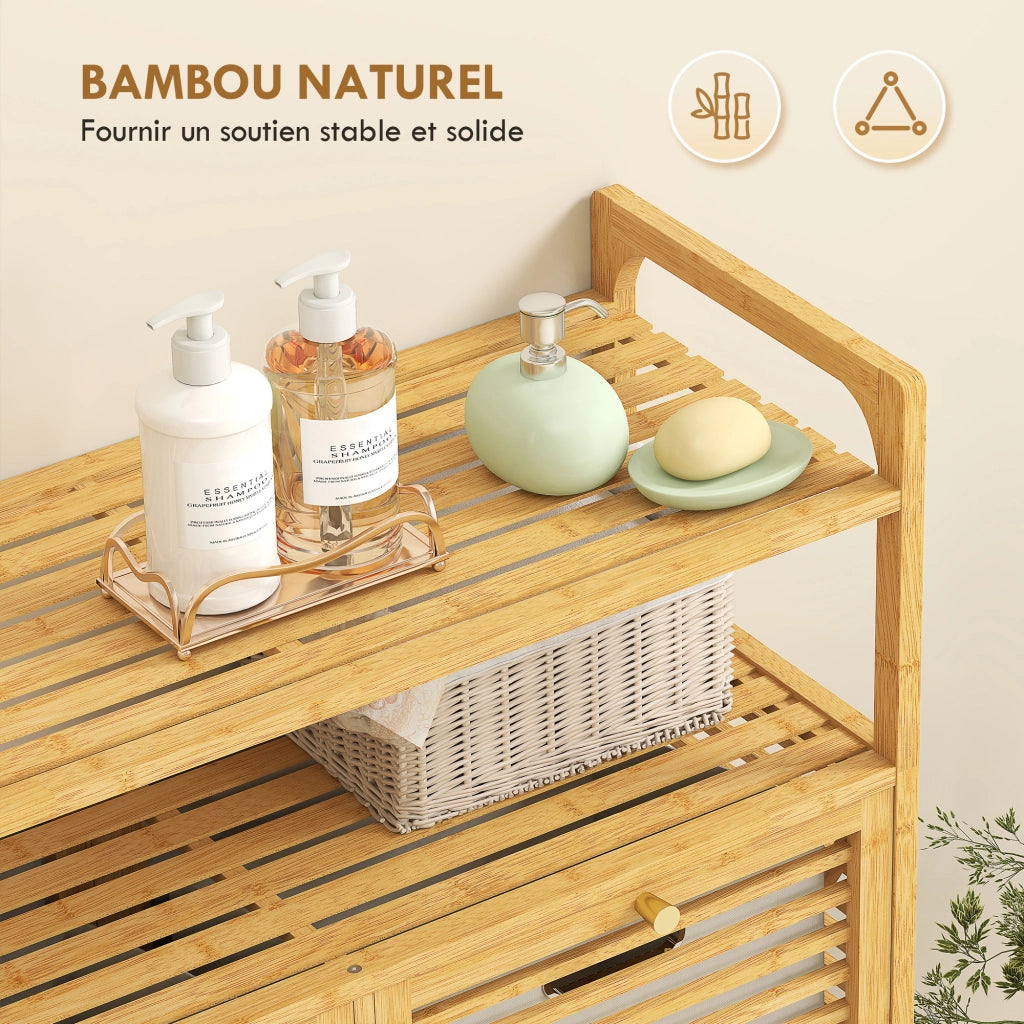 Armadietto da Bagno con Cestini e Ripiani ¨C Zephmum ¨C Legno Bamb¨´ Naturale 82x33x88cm