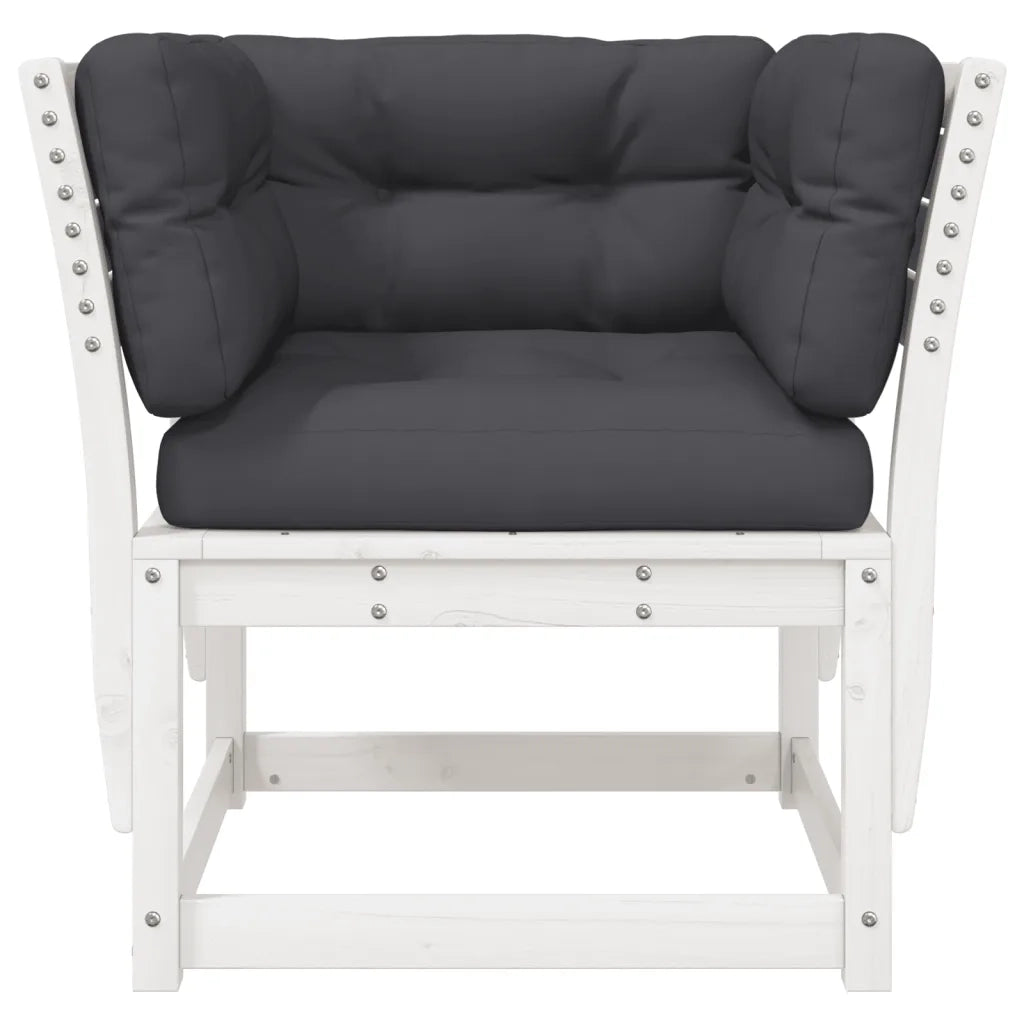Divano Giardino con Braccioli con Cuscini Legno Pino Bianco 844695