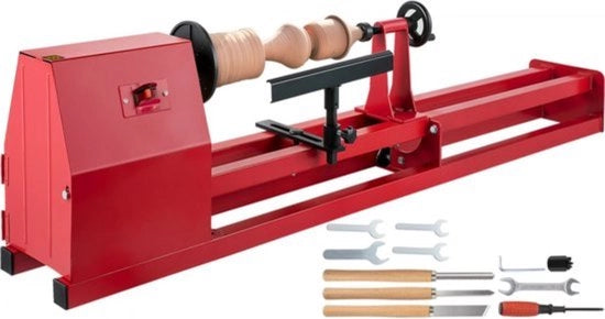 Mini Tornio in Legno - Tornio a Mano in Legno - Incluso Set di Lavorazione del Legno e Chiavi di Fissaggio