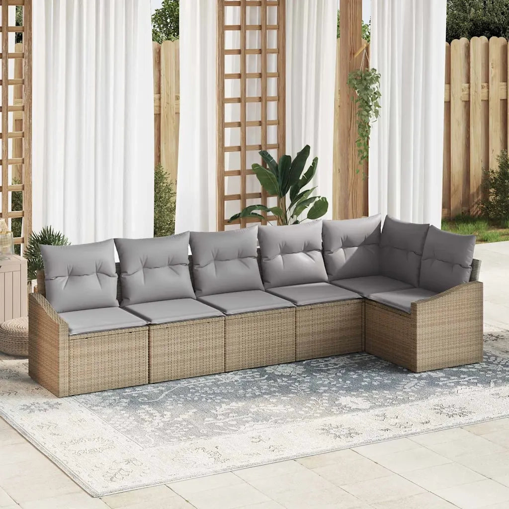 Set di divani con cuscino 6 pcs Beige polyrattan 3346740