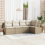 Set di divani con cuscino 5 pcs Beige polyrattan