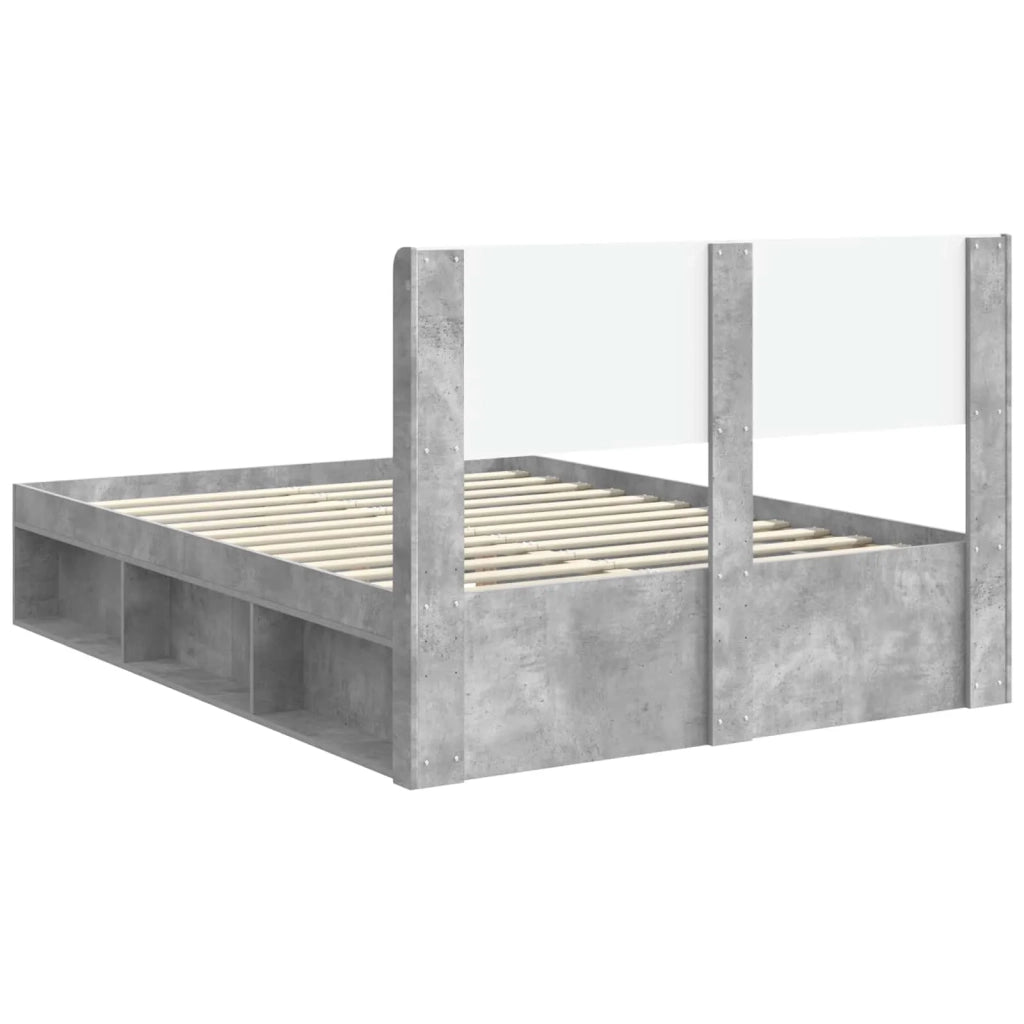 Struttura del letto con stoccaggio e testata Grigio Cemento 3414214