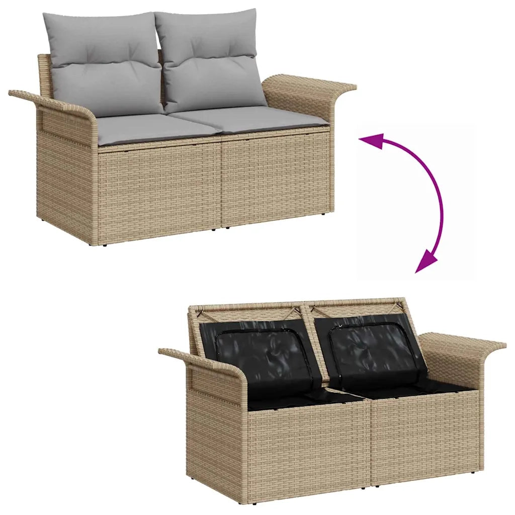 Set Divano da Giardino con cuscino 6 pcs Beige Poly Rattan 3360780