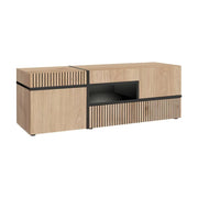 Mobile TV CRISS – 2 porte, 1 cassetto, LED – Rovere chiaro e nero