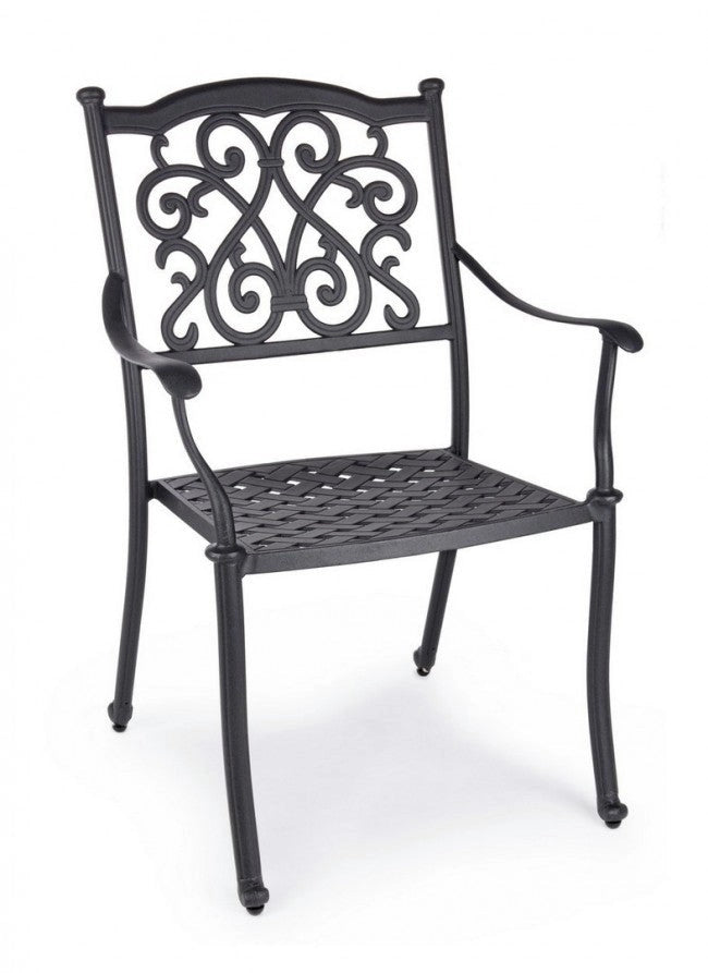 Set 4 Sedie da Giardino 65x60x92h cm con Braccioli Ivrea Antracite