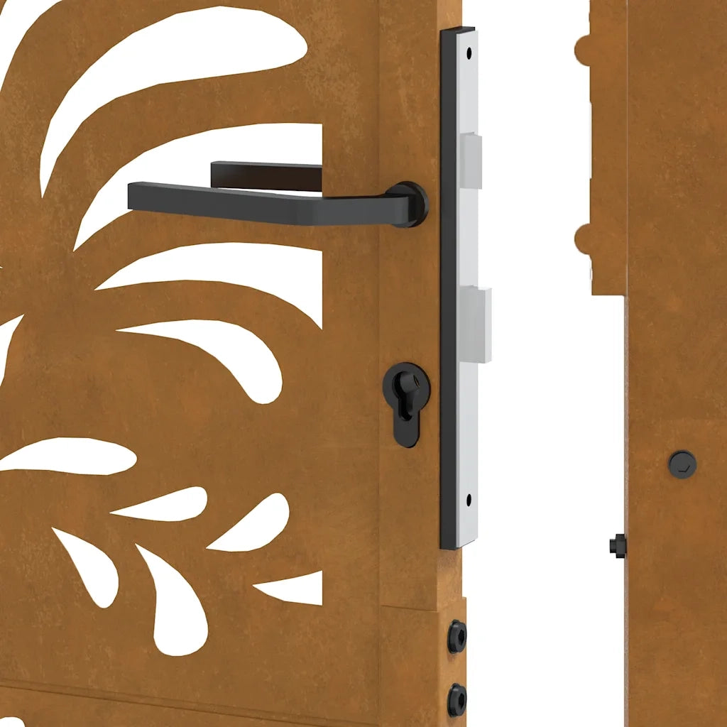 Cancello da giardino 100x125 cm in acciaio corten design ondulato 4100975