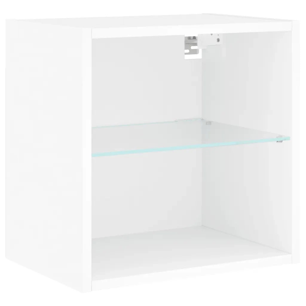 Comodino | Armadio da Notte | Mobiletto da notte con Luci LED a Parete Bianco