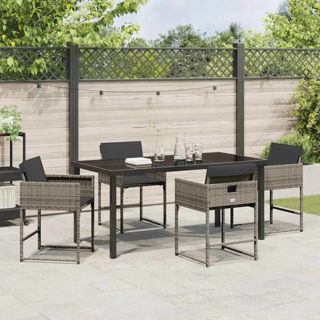 Set da Pranzo per Giardino 5 pcs Grigio polyrattan