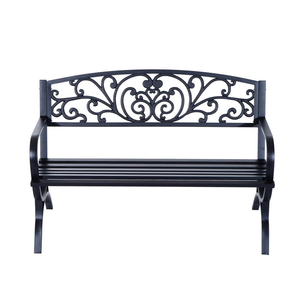 Panchina da Giardino in Metallo Ghisa ¨C Xylo ¨C Nero 127x60x85cm
