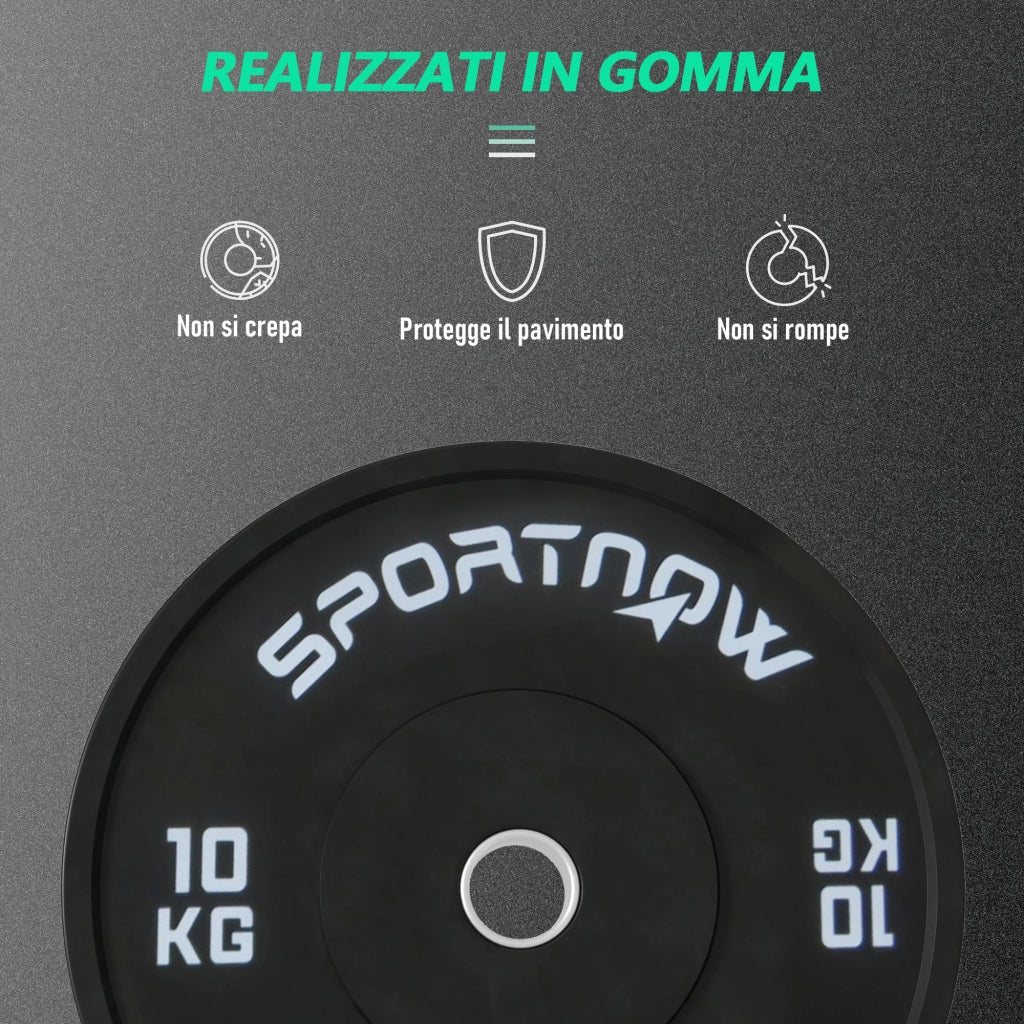 Dischi da 10kg per Bilanciere ¨C zephmum ¨C Set di 2, Nero, ?5cm