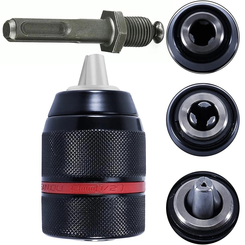 Mandrino Autoserrante SDS+ 1/2" 2–13 mm – Compatibile con Trapani e Martelli SDS+ | Acciaio Indurito, ISO 9001, DIN 238