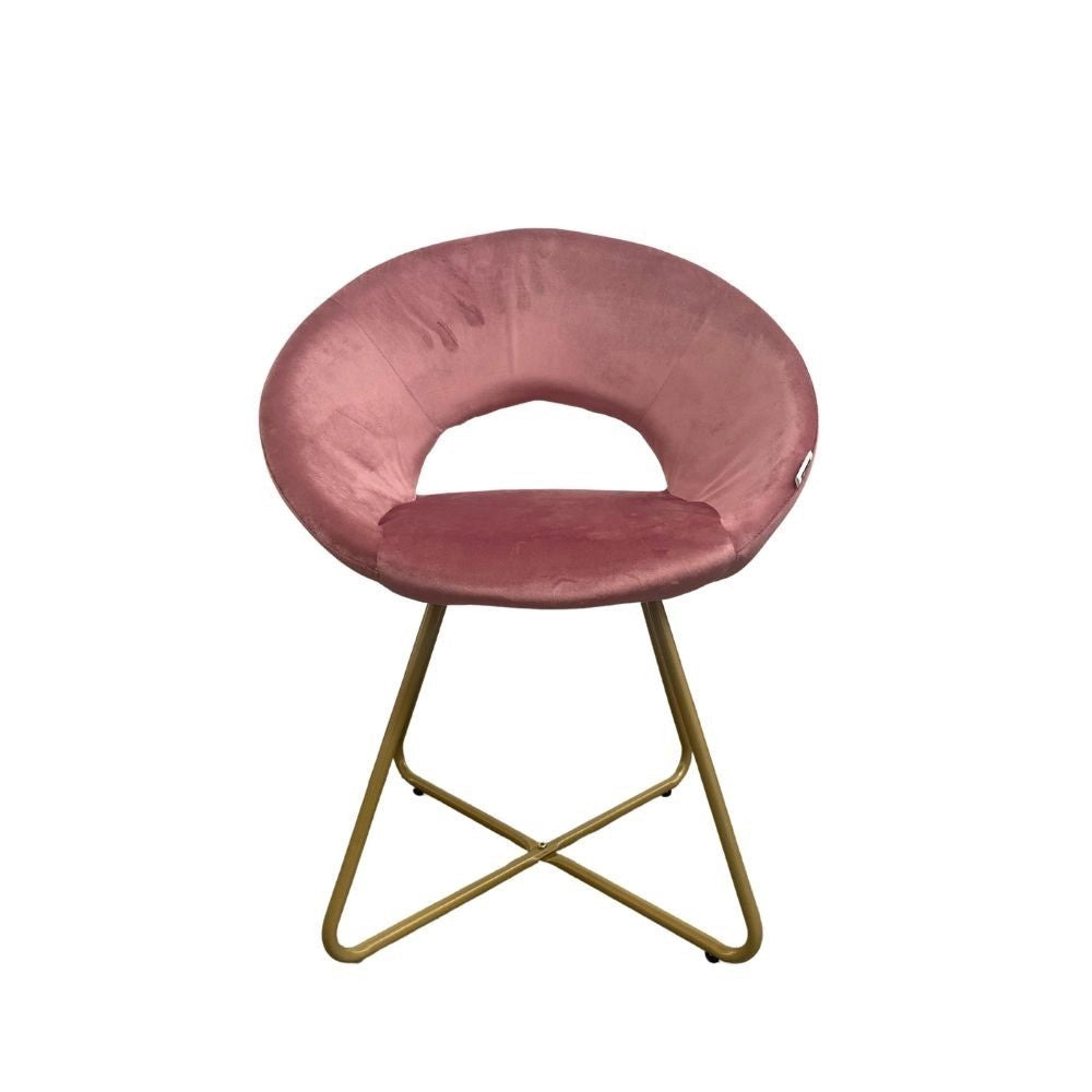 Set 2 poltroncine da salotto Etere velluto rosa e gambe oro