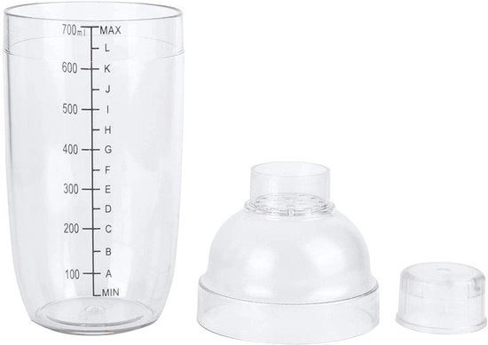 Shaker per Cocktail 700 ml - Transparente - PC - Shaker - Bar Casa - Inclusa coperchio e bicchiere base - Nuovo di Zecca