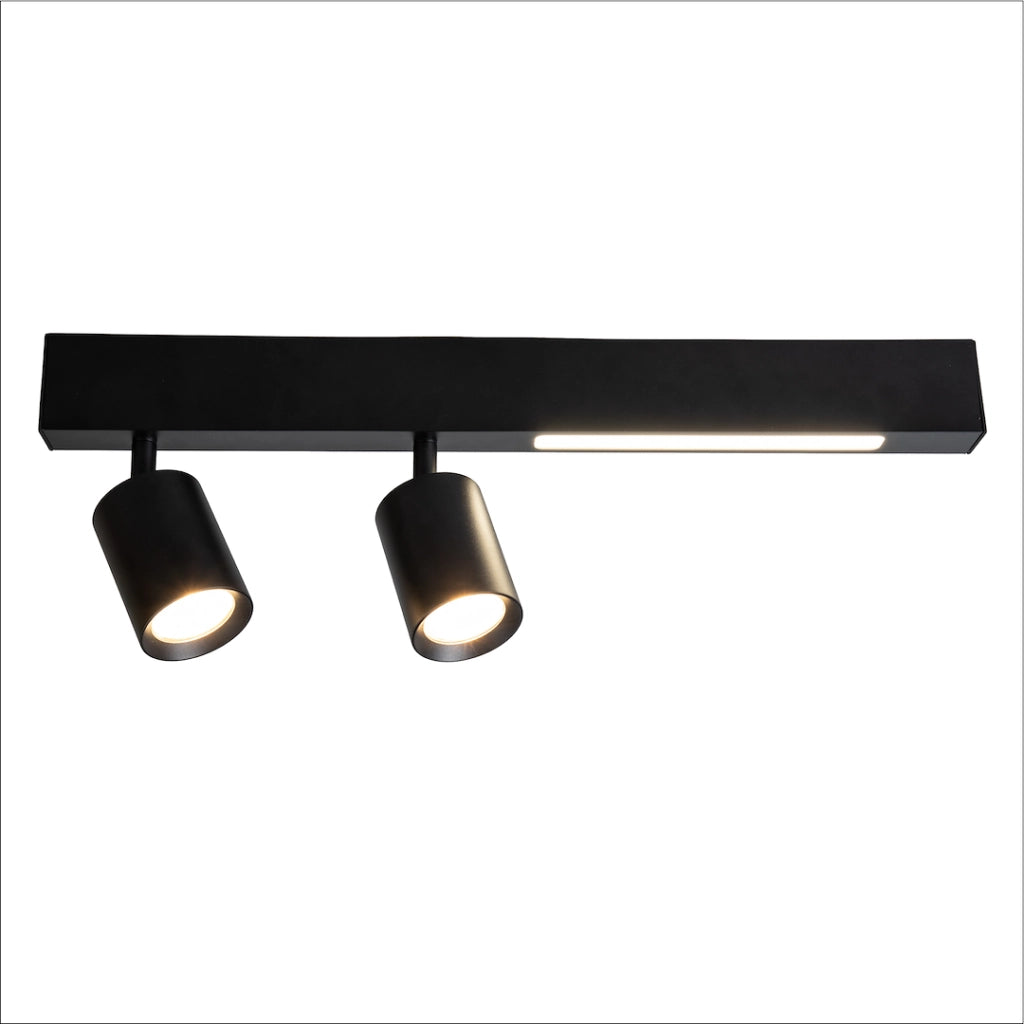Faretto soffitto doppio a barra nero LED 5W 2xGU10