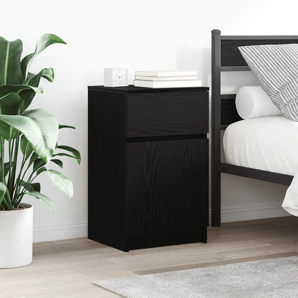 Comodino Nero 39x35x65 cm in Legno Multistrato 861321