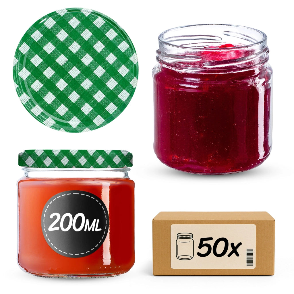 Barattoli per conserve KADAX Lerma 200ml 50 pezzi 66mm + coperchio "Griglia verde"