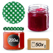 Barattoli per conserve KADAX Lerma 200ml 50 pezzi 66mm + coperchio "Griglia verde"