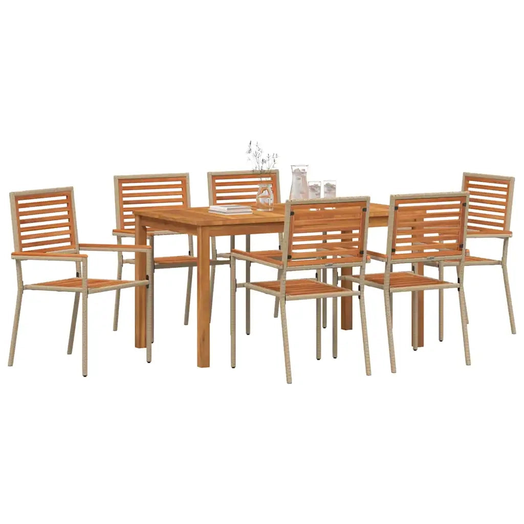 Set da Pranzo per Giardino 7 pcs Beige Legno di Acacia Massello