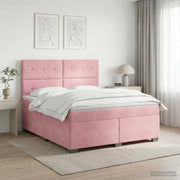 Letto box spring con materasso Rosa 140 x 200 cm Velluto 3453661
