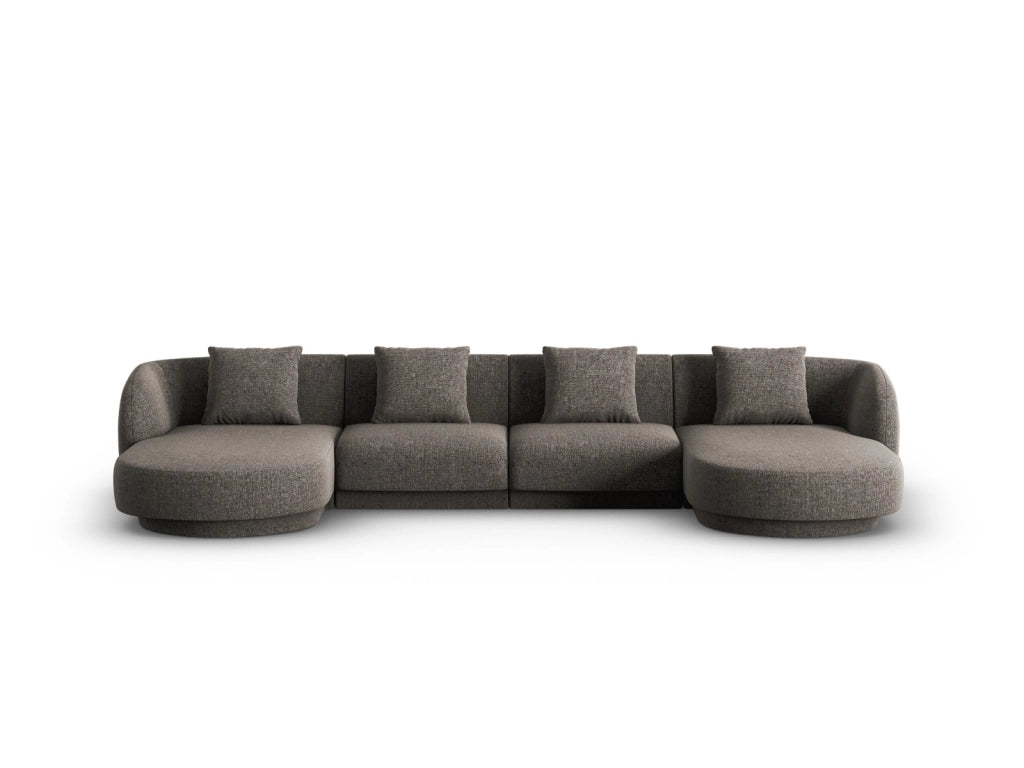 Cosmopolitan Design - Divano panoramico "Tulum" 5 posti in ciniglia grigio 