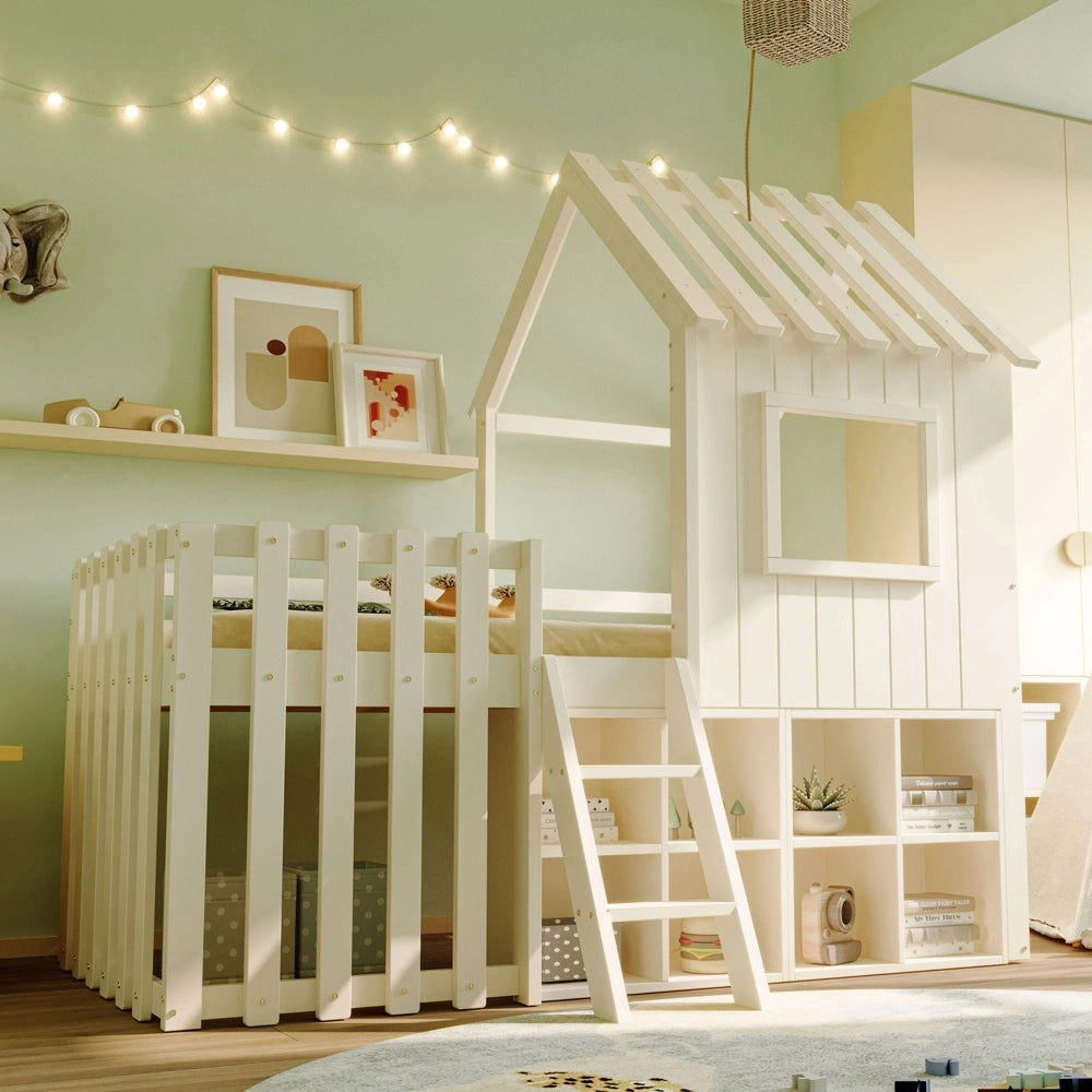 Letto casa bambini - Xylo - 90x200 cm legno bianco