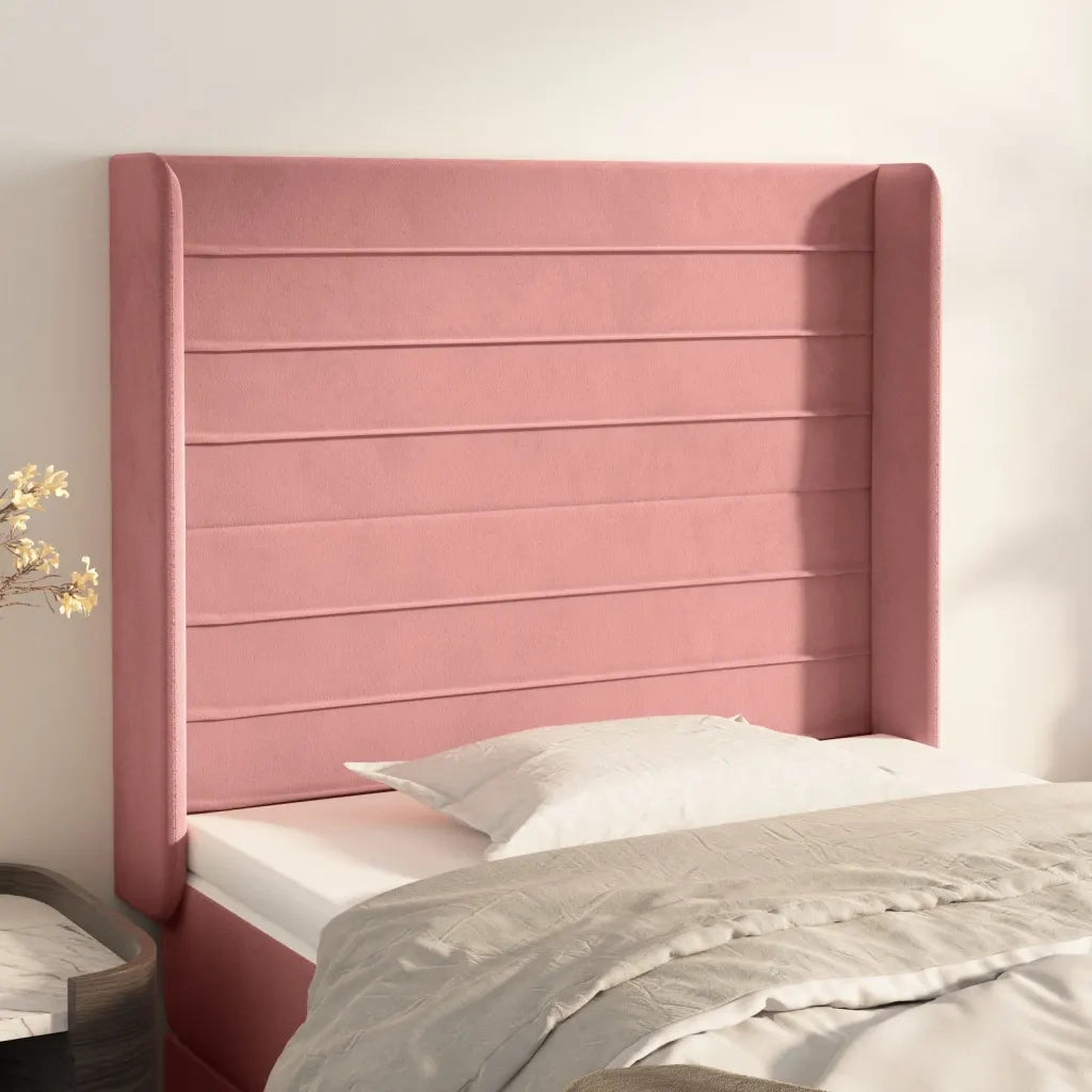 Testiera | Testata ad Orecchio Nera 103x16x118/128 cm in Velluto