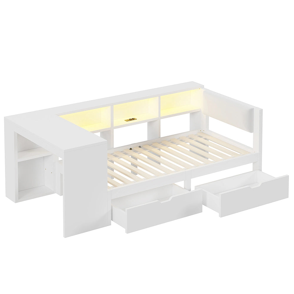 Letto contenitore - Xylo - 90x200 cm LED bianco