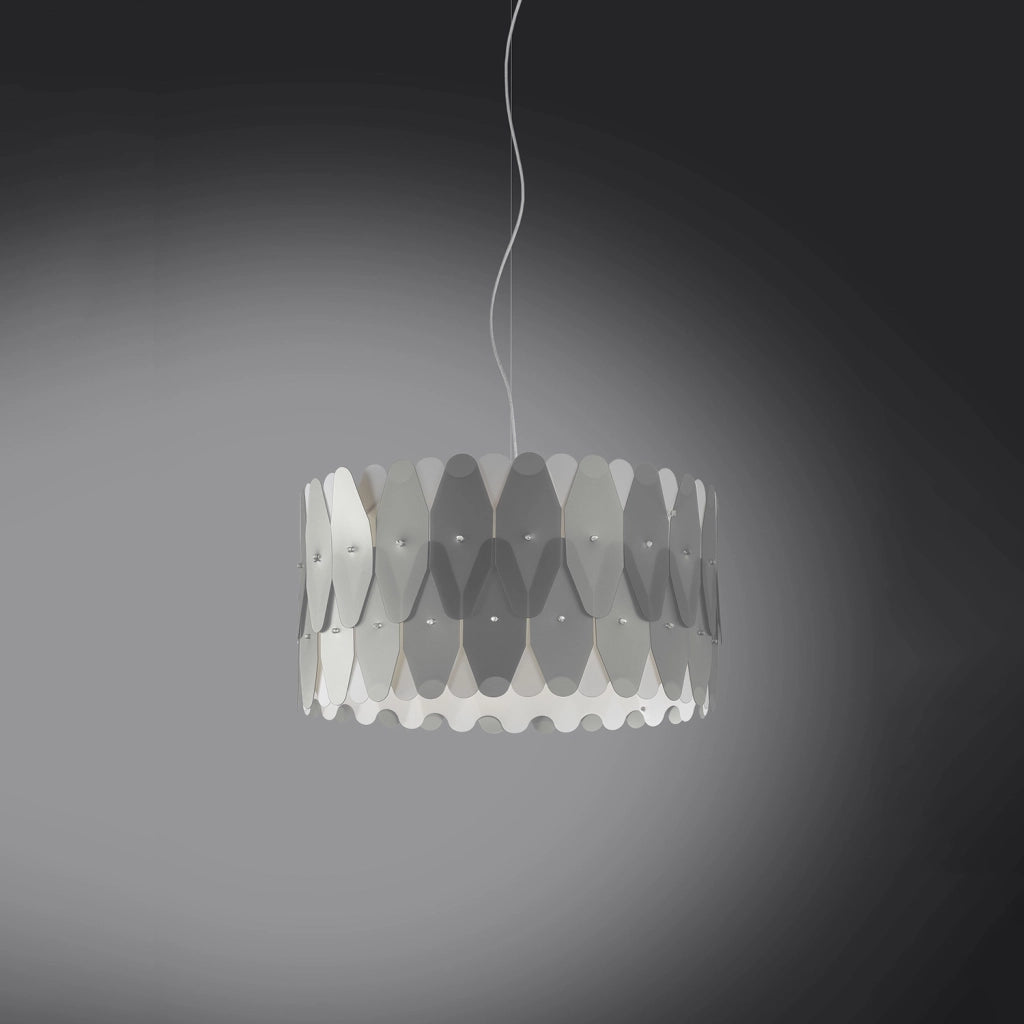 Sospensione Moderna Amanda Polilux ® Argento E Metallo Cromo 1 Luce E27 D40Cm