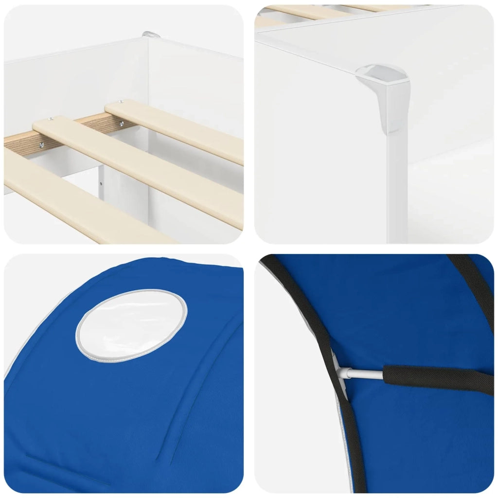 Letto singolo | Letto per adulti | Letto con Tunnel 4 pcs Bianco e Blu Legno ingegnerizzato