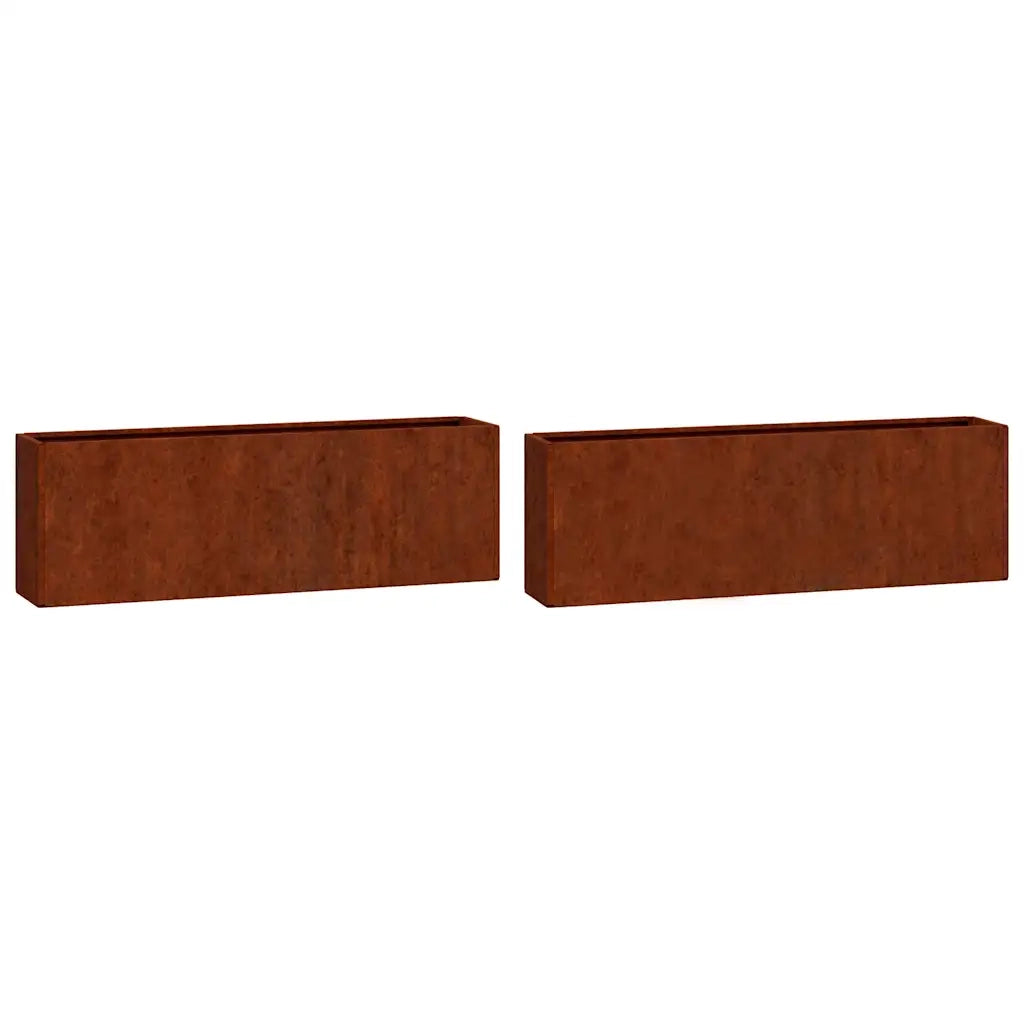 2 pz Fioriere | Cassetta per fiori | Vaso da Parete Ruggine in Acciaio Corten 53x10x17 cm