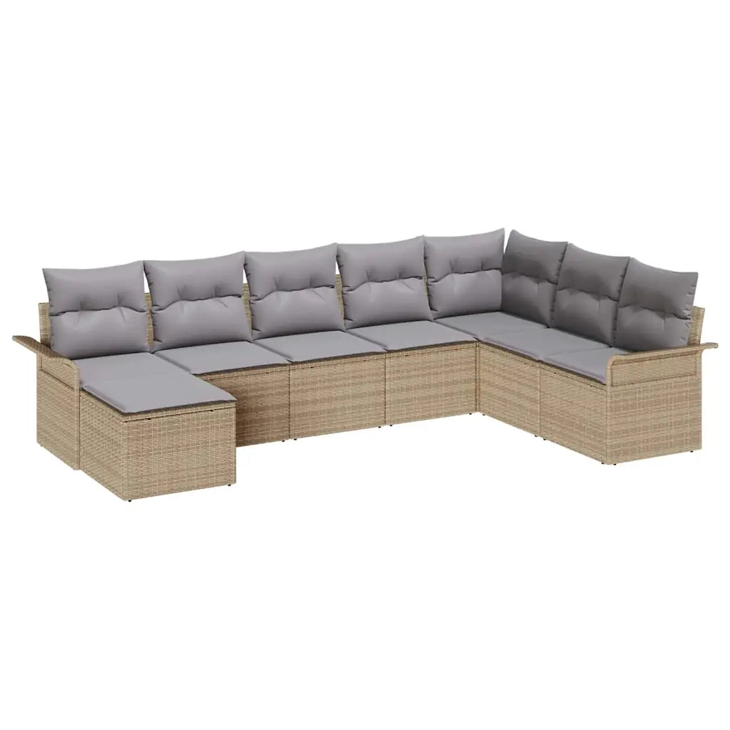 Set Divano da Giardino con cuscino 8 pcs Beige polyrattan