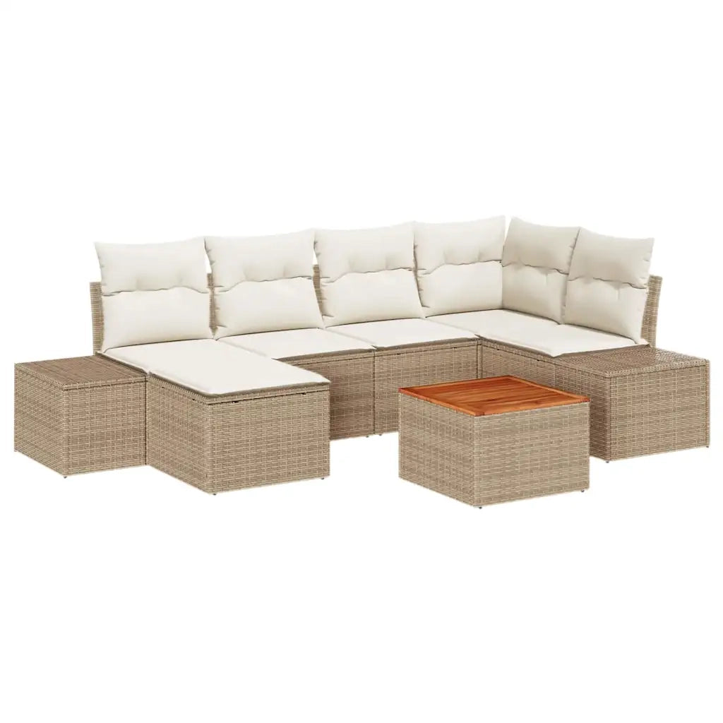 Set Divano da Giardino 7 pcs Beige e bianco