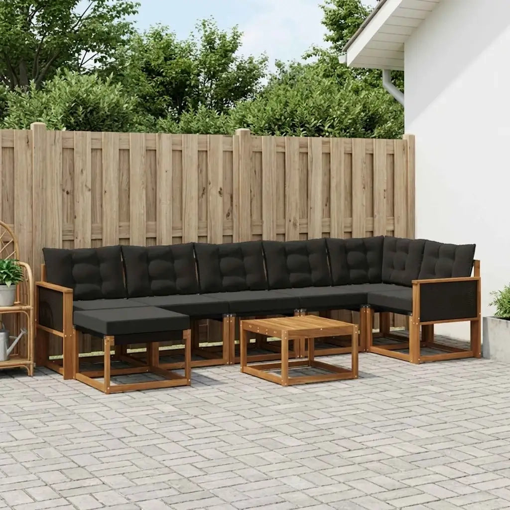 Set di divani da esterno con cuscino 8 pcs Naturale e Nero 3382104