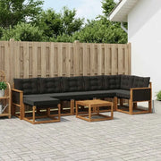 Set di divani da esterno con cuscino 8 pcs Naturale e Nero 3382104
