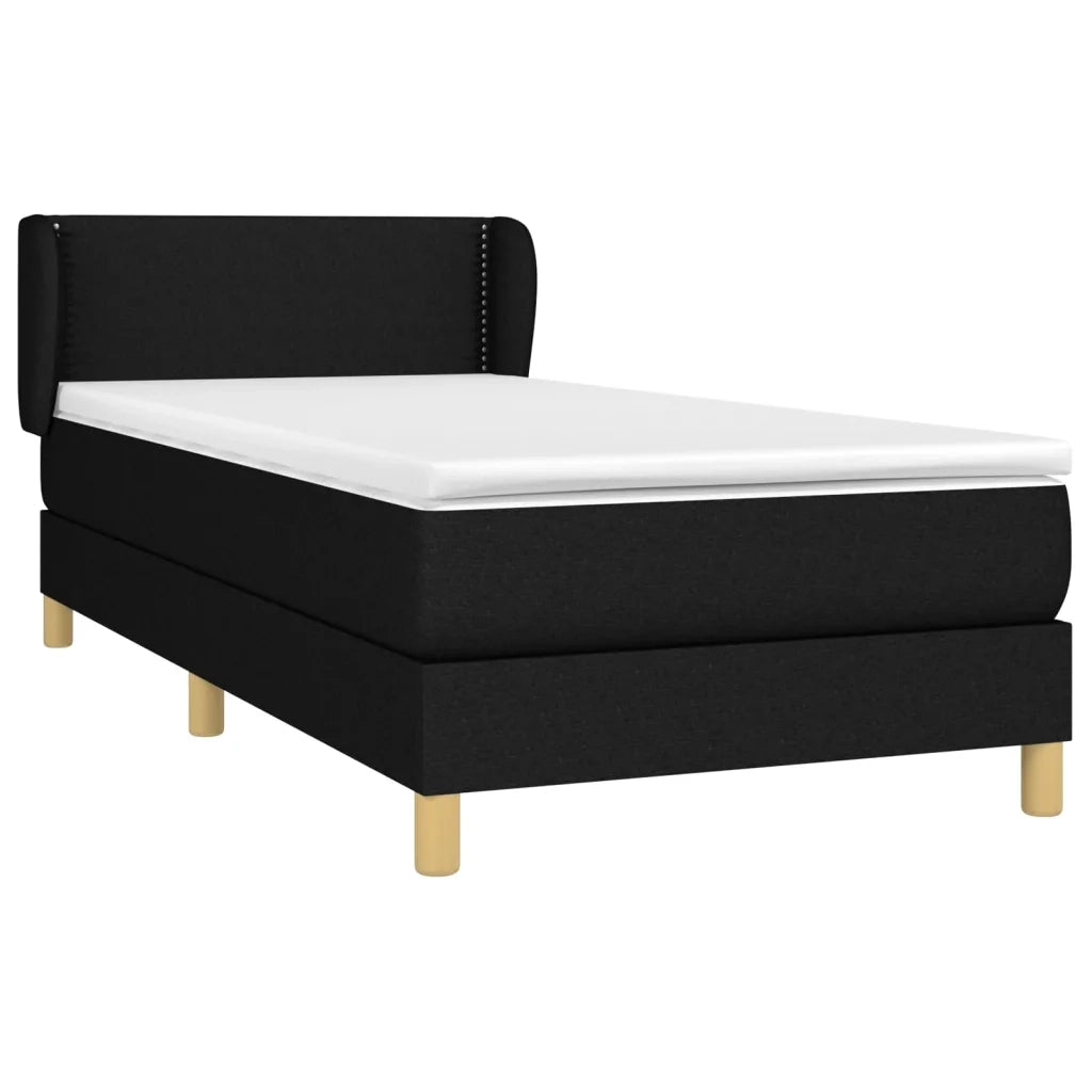 Giroletto a Molle con Materasso-Struttura Letto Nero 90x190 cm in Tessuto 117507