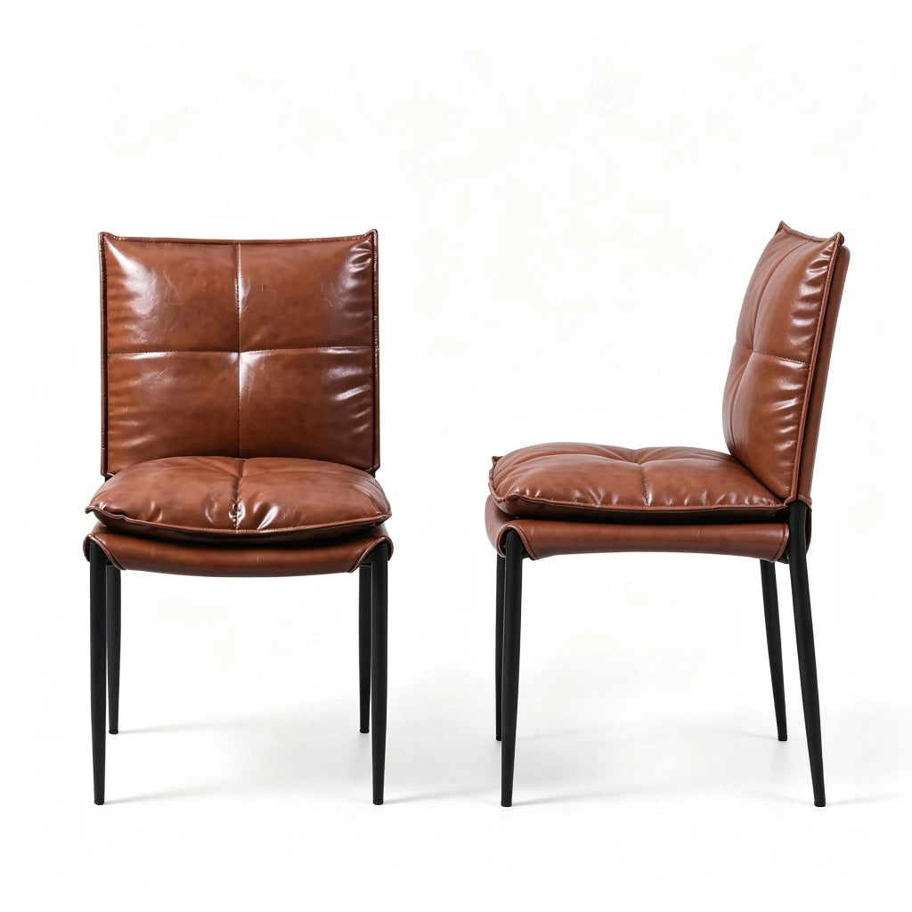 SEDIA da pranzo imbottita 48x55x87 cm nero/marrone Set da 2 pezzi