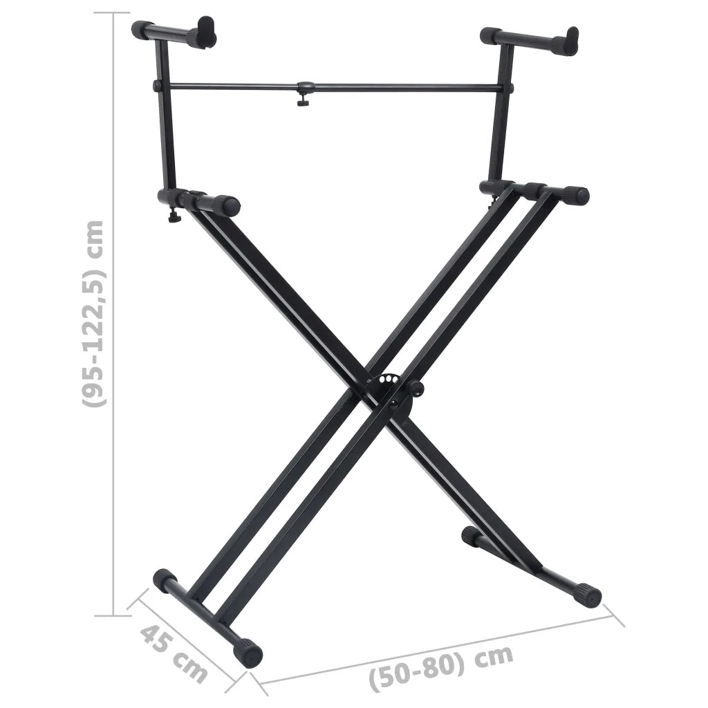 Supporto per Tastiera Musicale a Doppia Staffa a X Nero 70094