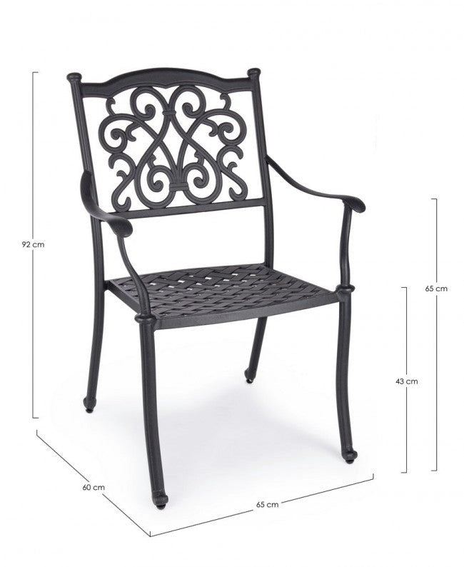 Set 4 Sedie da Giardino 65x60x92h cm con Braccioli Ivrea Antracite