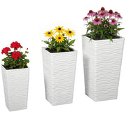 Vasi da Giardino Impilabili con Motivo Ondulato ¨C Zephmum ¨C Plastica Bianco 42/55/65 cm