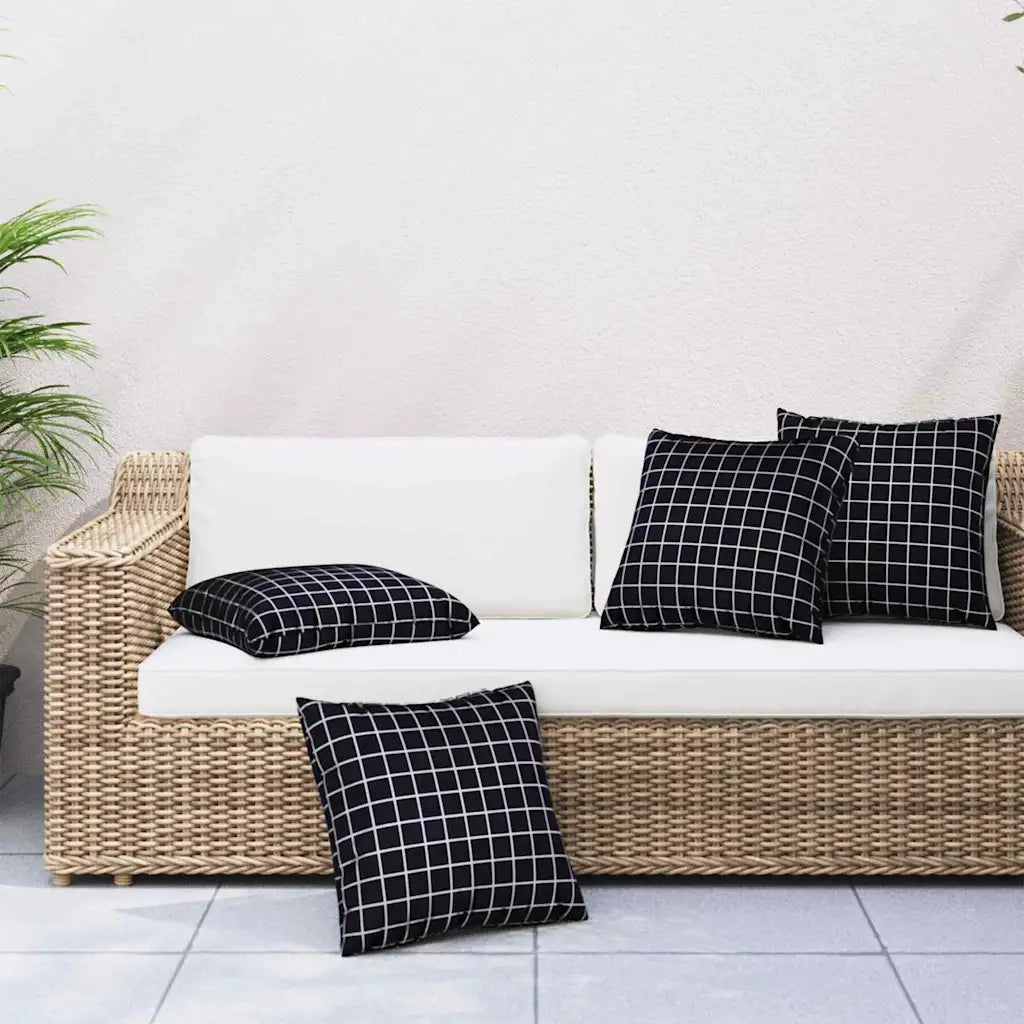 Cuscini Scatter a scacchi 4 pcs Quadro Nero 40 x 40 cm 360375